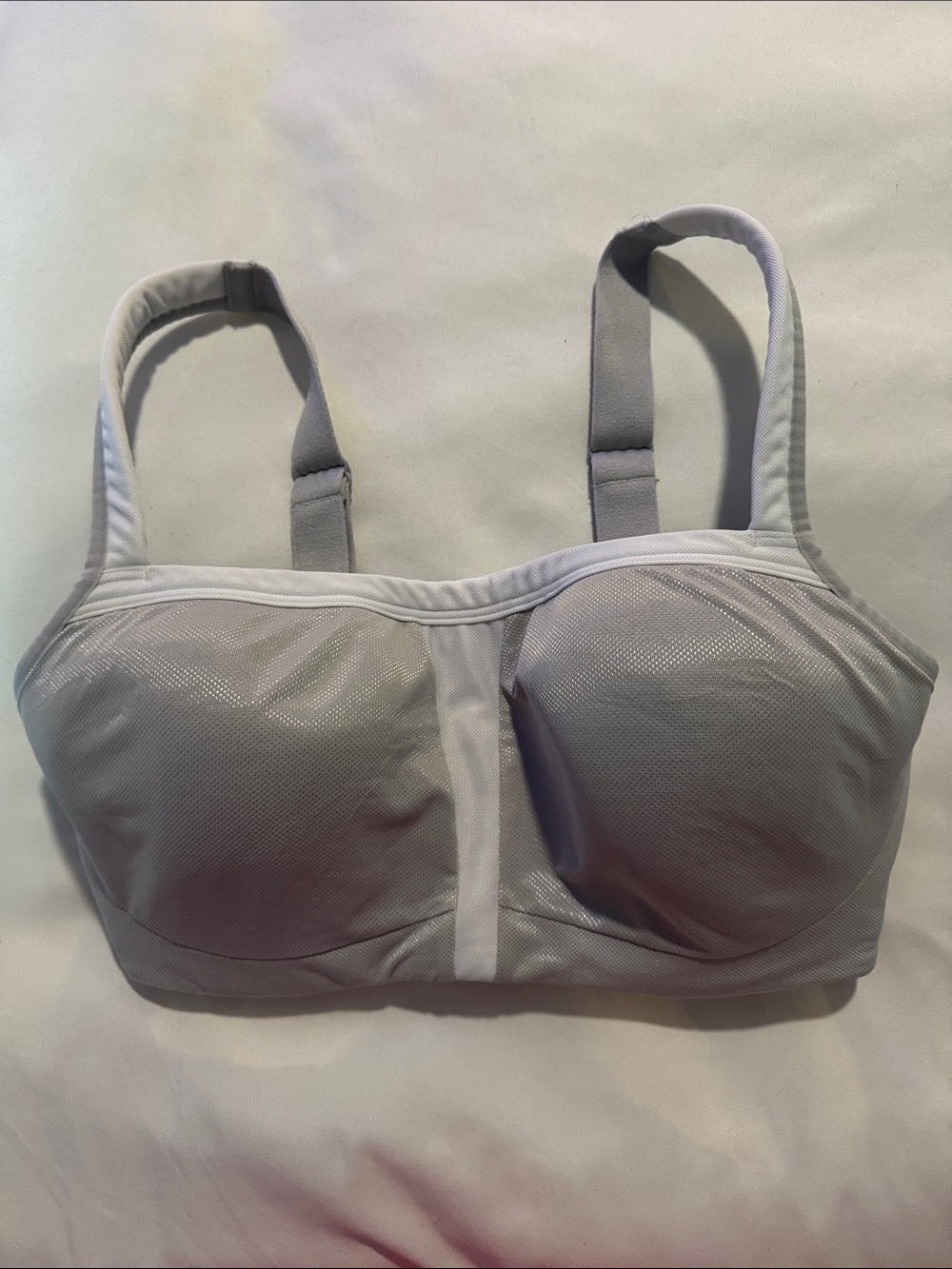 Le Mystere Gray Sports Bra with White Trim